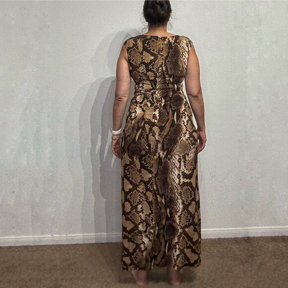 Chico's Tan Front Knot Snakeskin Print Maxi Sz 0.5/6 - Picture 10 of 12